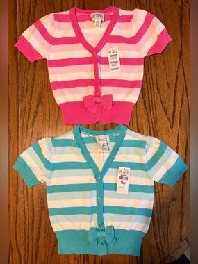 The Children's Place Pink & Teal Striped Short-Sleeve Cardigans (2)